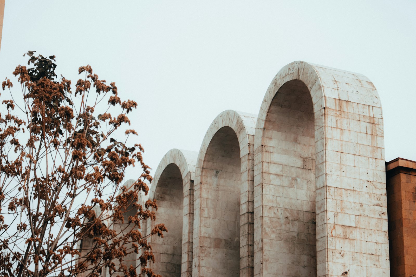 Three architectural columns, abstract