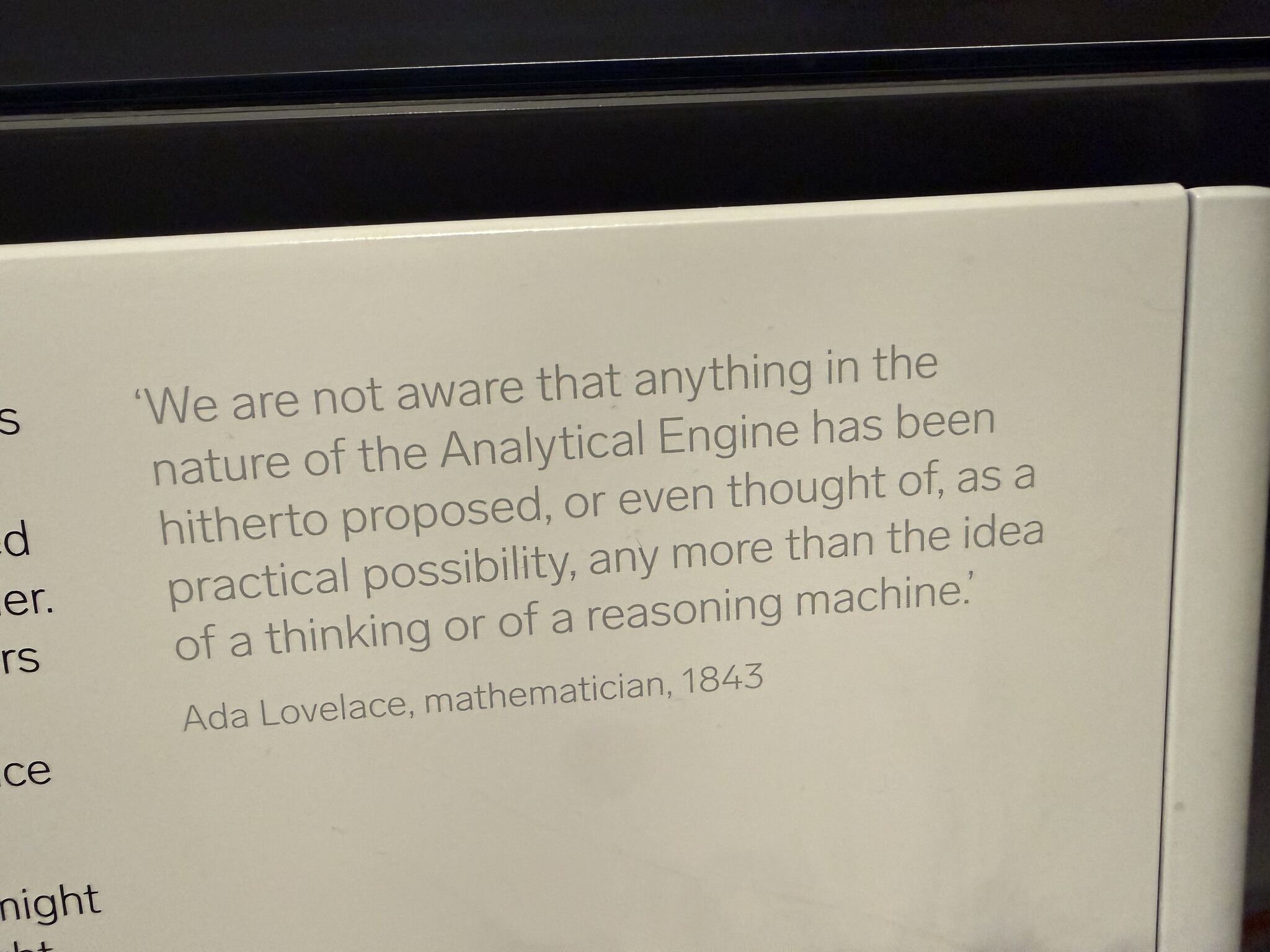 Ada Lovelace saw the whole argument in 1843